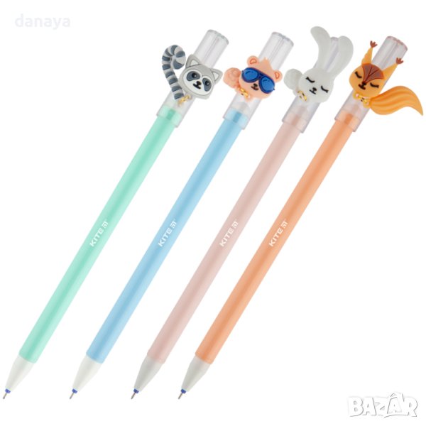 3874 Син химикал с капачка Kite Funny tails 0.5 mm, снимка 1