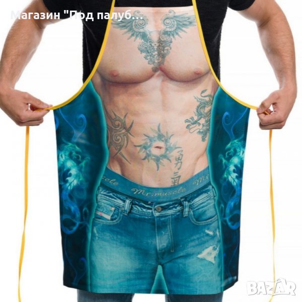 Нова мъжка забавна готварска престилка Тату, снимка 1