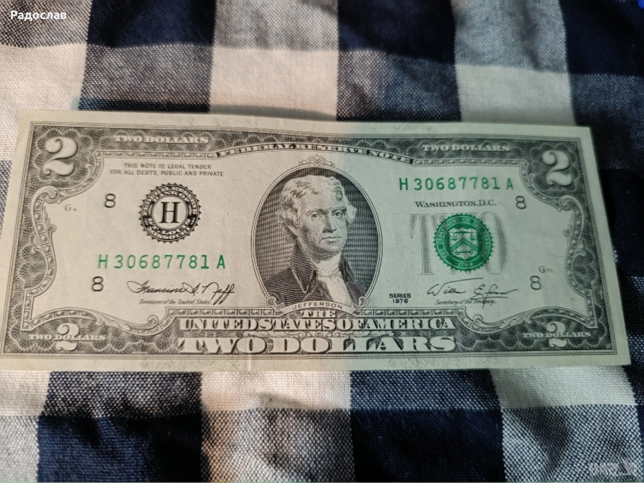 Банкнота Два Долара от1976 Година, снимка 1