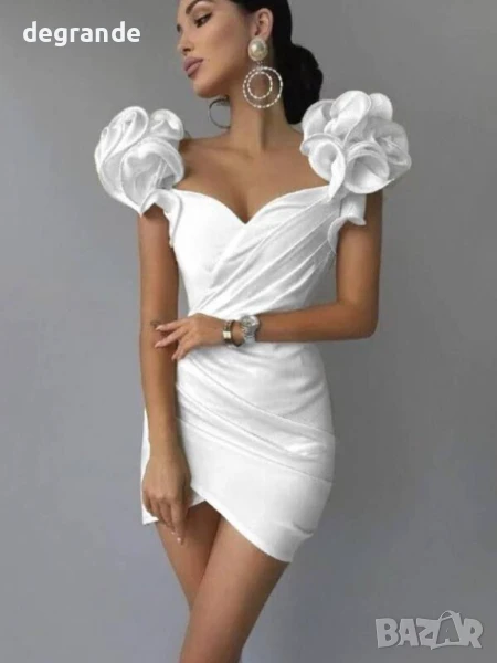 Официален модел сатенена рокля налична в бяло синьо и червено , снимка 1