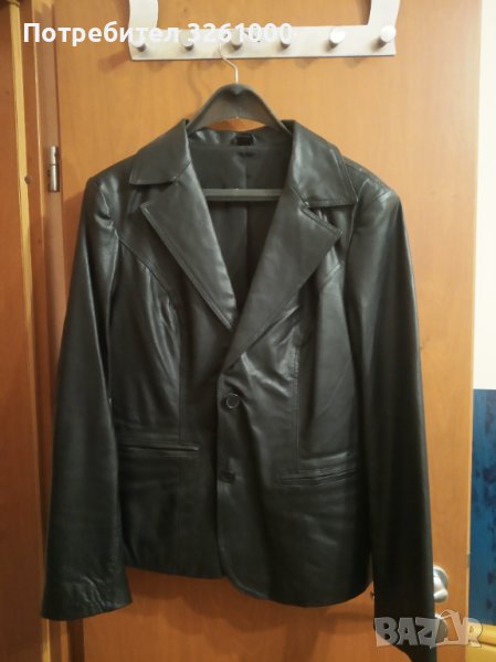 Дамско черно яке естествена кожа, снимка 1