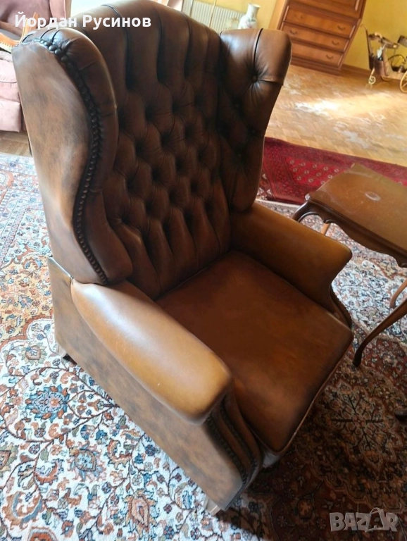 Оригинално Chesterfield кожено кресло релакс честърфийлд, снимка 1