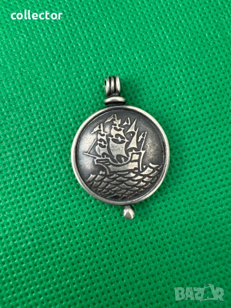 Дизайнерска сребърна висулка с кораб. №7441, снимка 1