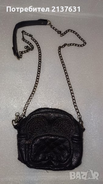 ЧЕРНА МАЛКА КОЖЕНА ЧАНТИЧКА , снимка 1