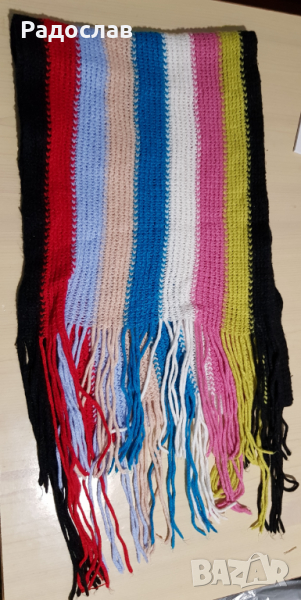 Шал дамски на райета вълнен, снимка 1