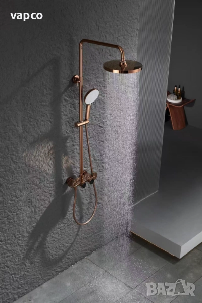 Интелигентна душ система Rose Gold с термостат и LED дисплей D47, снимка 1