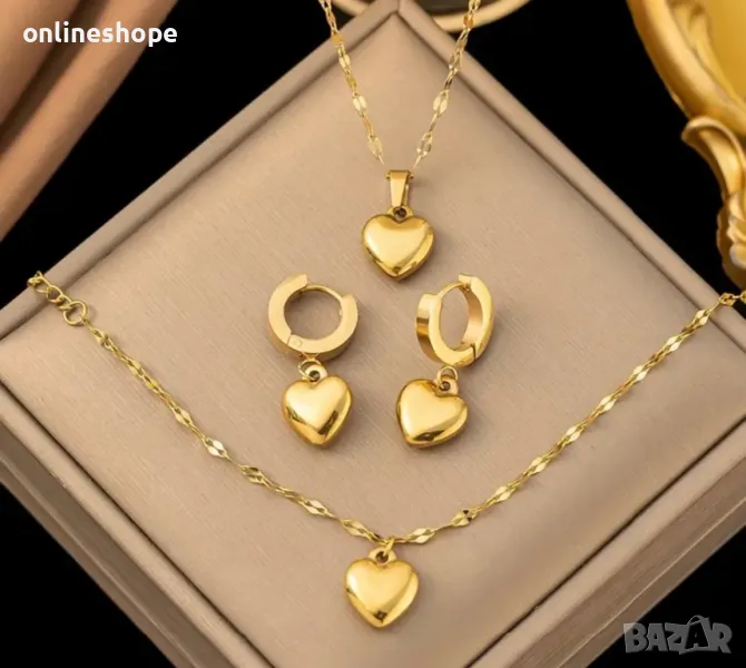 Комплект бижута с 18к златно покритие ( обеци , гривна , колие ) , снимка 1