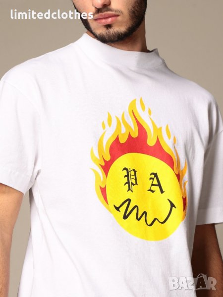 PALM ANGELS Smiley Burning Head Logo Print Мъжка Тениска size XL (L), снимка 1