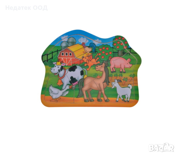 Дървен пъзел, Селскостопански животни, 17,8x23,8 см, снимка 1