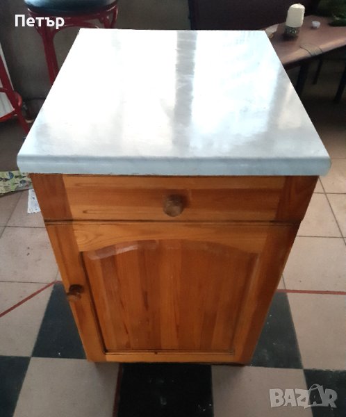 Единичен долен кухненски шкаф от чам с термоплот и,чекмедже и 2 прегради, снимка 1