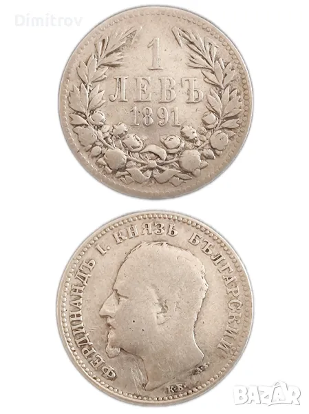1 сребърен лев (1891), снимка 1