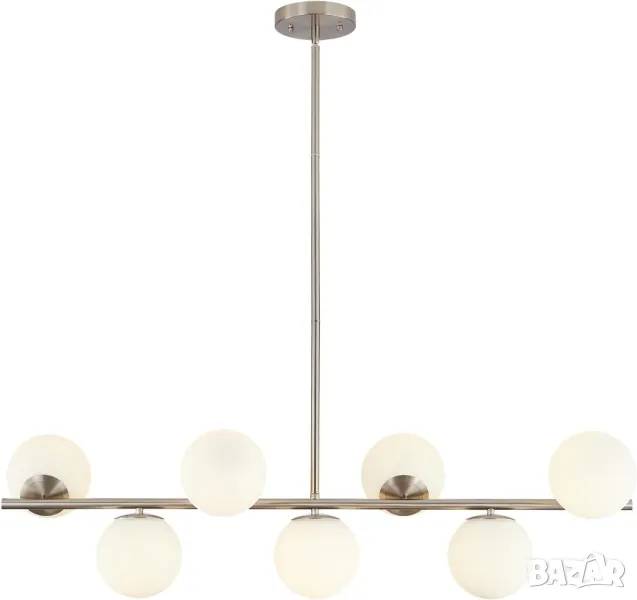 Модерен сребрист Висящ полилей с бял глобус осветление за (сребро), снимка 1