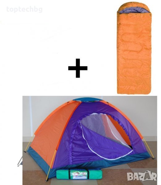 Триместна палатка + спален чувал, снимка 1