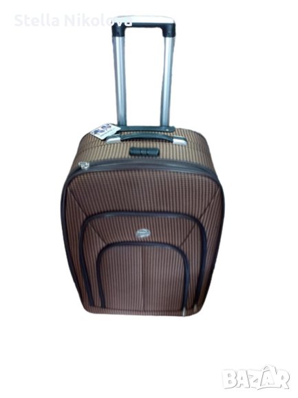 Текстилен куфар с 4 завиващи колела и  разширение - 80см. височина,цвят-кафе, снимка 1