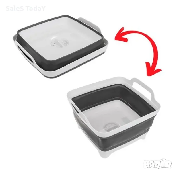 Леген квадратен, Сгъваем, леген с дръжки, 31см, снимка 1