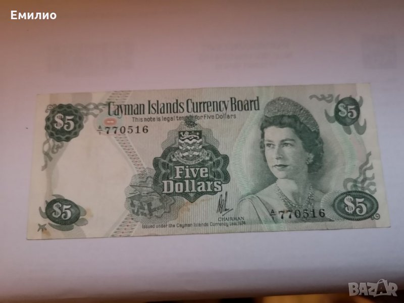 CAYMAN ISLANDS 5 DOLLARS 1974, снимка 1