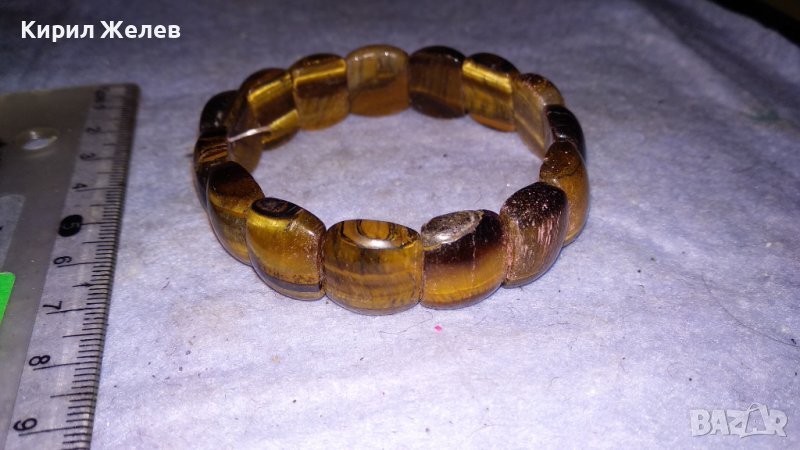 СТИЛНА ФЕШЪН АРТ ХЕНД МЕЙД РАЗТЕГАТЕЛНА ЛАСТИЧНА ГРИВНА от ТИГРОВО ОКО КАМЪНИ 34314, снимка 1