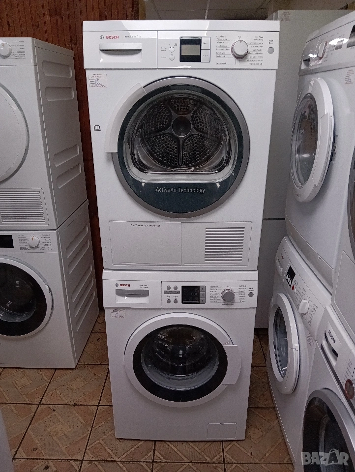 Комплект пералня и сушилня с термопомпа Бош Bosch А+++ 7кг с две години гаранция!, снимка 1