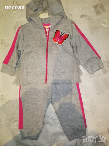 Бебешки комплект суичер с качулка и панталонче, за момиче с къдрички 68см,74см,80 см, снимка 1
