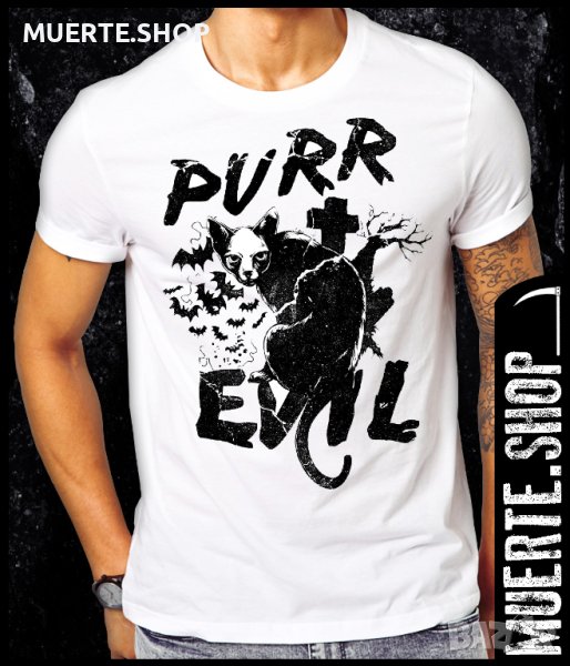 Тениска с щампа PURR EVIL, снимка 1