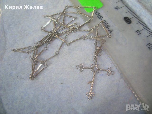 СТАРО ФИНО СРЕБЪРНО КРЪСТЧЕ с ВЕРИЖКА РЪЧНА МАЙСТОРСКА ИЗРАБОТКА 32658, снимка 3 - Антикварни и старинни предмети - 38360507