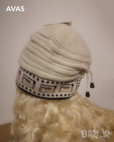 Нова шапка Ангора + Вълна зимна светло бежова, снимка 5 - Шапки - 31057456