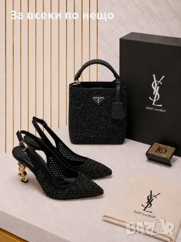 Yves Saint Laurent Дамски Черни Обувки На Ток Код E148, снимка 4 - Дамски обувки на ток - 55800072
