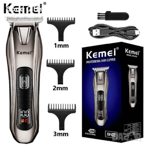 Машинка за подстригване Kemei KM-639 – Двойна скорост, LED дисплей, USB зареждане