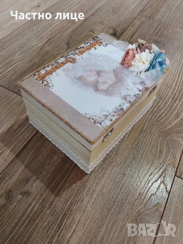 Дървена кутия за бебешки съкровища, подарък за бебе , снимка 2 - Други - 53909928