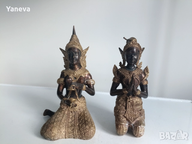 Бронзова, тайландска фигура на митично същество от будистката митология, храмов пазач, воин пазител, снимка 7 - Статуетки - 52497633