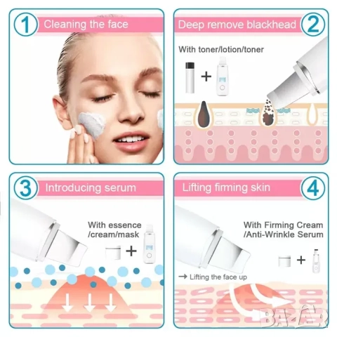 Ултразвукова Йонна шпатула Фриматор за лице, пила,лифтинг, пилинг,акне, снимка 6 - Козметични уреди - 52162888