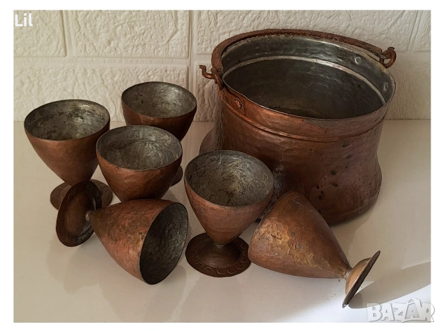 сервиз от кована мед за греяна ракия