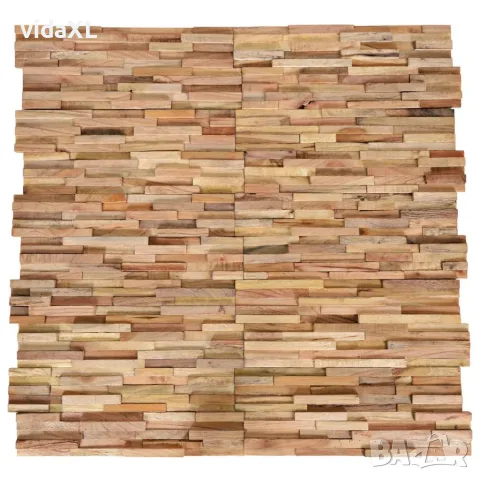 vidaXL 3D стенни облицовъчни панели, 10 бр, 1,08 м², тик масив