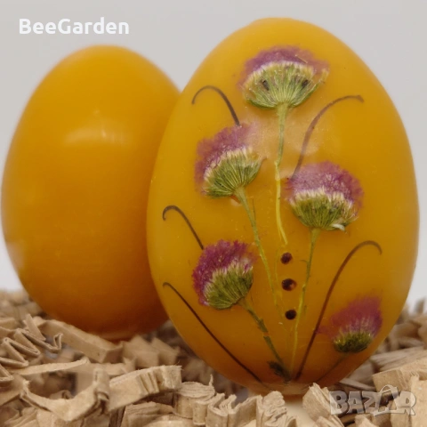 Великденски яйца от пчелен восък с цветя, снимка 4 - Декорация за дома - 53883982