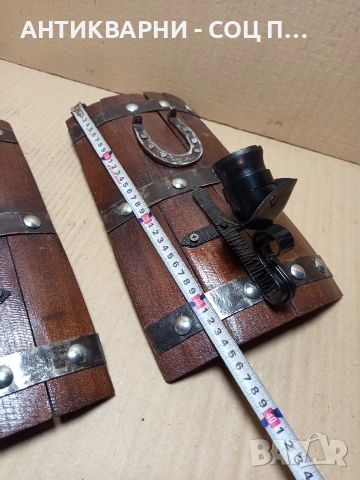 Комплект Стари Ръчно Изработени Стенни Лампи От Старо Дъбово Буре. , снимка 12 - Антикварни и старинни предмети - 52841377