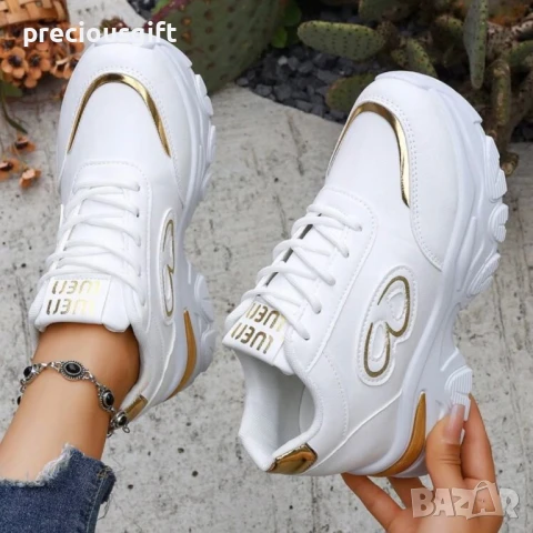 Дамски сникърси, налични в златист и сребрист цвят, снимка 5 - Маратонки - 51388036