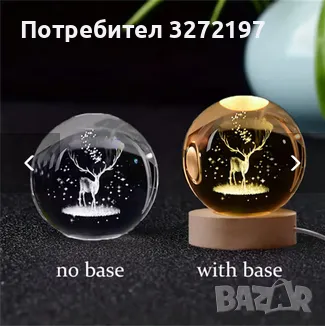 LED Светеща кристална топка/лампа, 3D сензорна - Елен, снимка 10 - Настолни лампи - 45035129