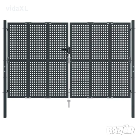 vidaXL Градинска порта, антрацит, 300x175 см, стомана, снимка 3 - Огради и мрежи - 56146211