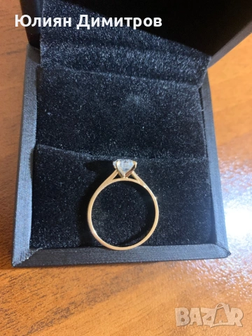 Годежен пръстен - естествен диамант 0,98к с 14к злато, снимка 4 - Пръстени - 53244921