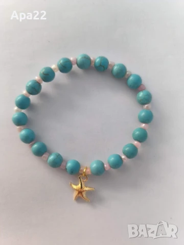 Гривни тюркоаз с морска висулка, снимка 8 - Гривни - 51108431
