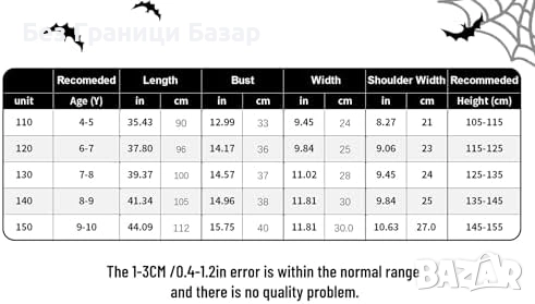 Нов костюм Черна рокля с перука и аксесоари за момичета Addams Хелоуин, снимка 7 - Други - 52133188