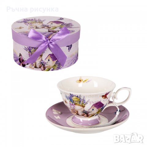 Луксозна чаша за чай в кутия "Цветя" /керамика/, снимка 2 - Чаши - 37767521