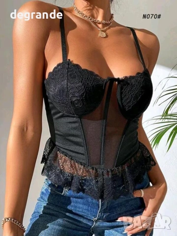 Два модела Черно Дантелено Бюстие Корсет 