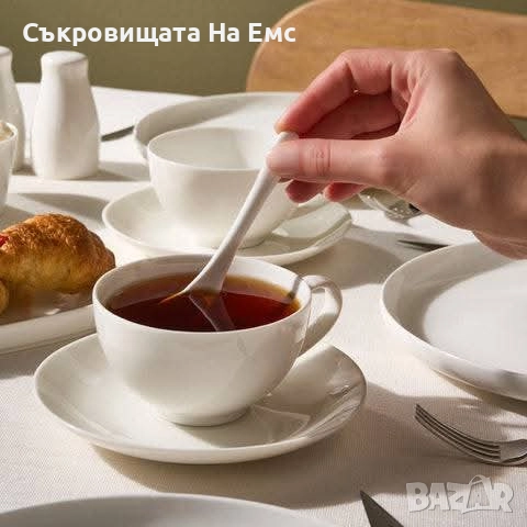 🆕️Голям Сервиз за Закуска от 38части Karaca Stream Pure Favaro Бял Порцелан На Супер Цена : 97лв.🎁, снимка 5 - Сервизи - 52370405