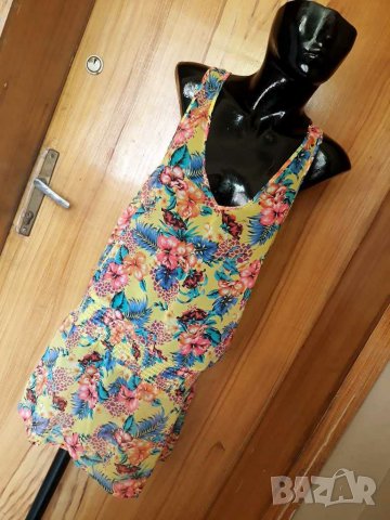 Прозрачна цветна рокля за плаж Л, снимка 1