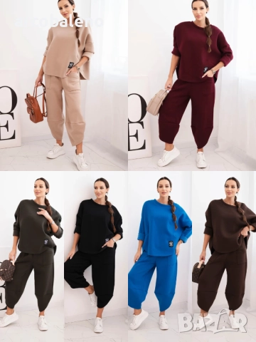 Дамски комплект от по-дебел материал с широки крачоли, 7цвята 