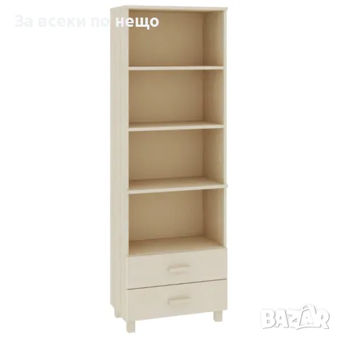 Висок шкаф, меденокафяв, 60x35x180 см, борово дърво масив