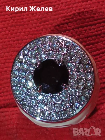 ЕФЕКТЕН ОГРОМЕН ЕМАЙЛИРАН КРИСТАЛЕН НИКЕЛИРАН МЕДЕН ПРЪСТЕН 44154, снимка 16 - Пръстени - 46510291
