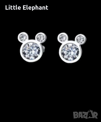 Сребърни обеци Дисни серия Мини,white clear/нови, снимка 1