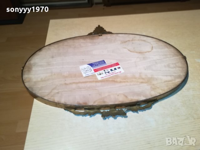 антично огледало-мед/месинг-масивно-внос швеция 55х45см, снимка 14 - Антикварни и старинни предмети - 30139515